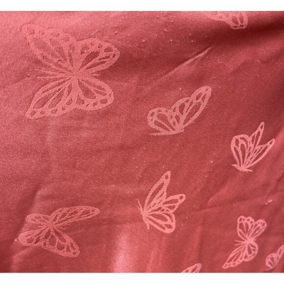 Joyspun Women's Plus Sz 3X Coral Satin Chemise Butterfly Print Adjustable Straps - Picture 6 of 8